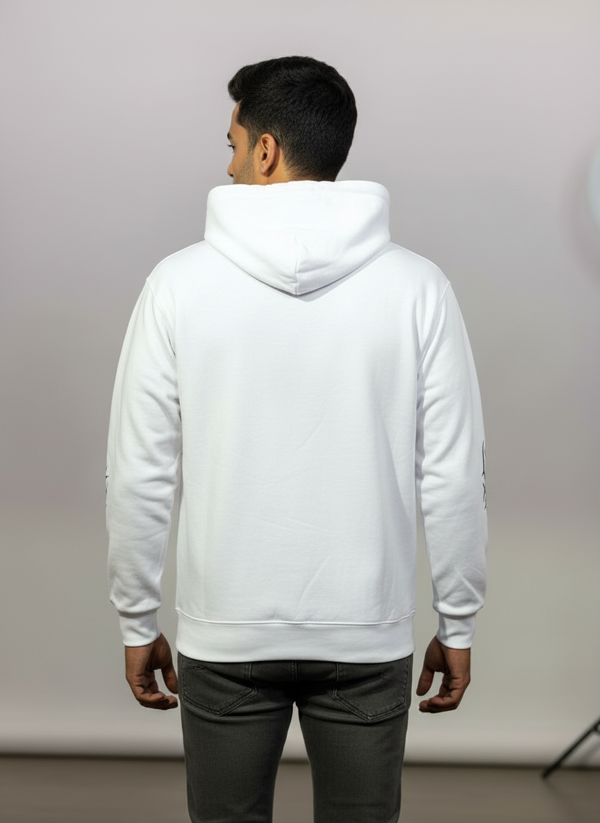 men’s white tribal star graphic hoodie