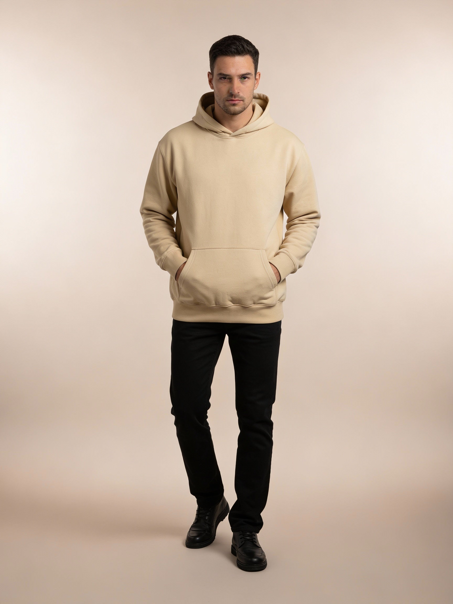 Men’s Beige “Social Introvert” Graphic Back Hoodie