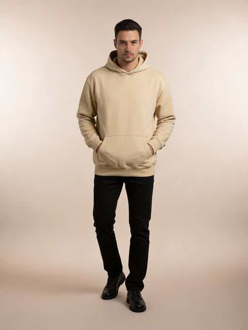 Men’s Beige “Social Introvert” Graphic Back Hoodie