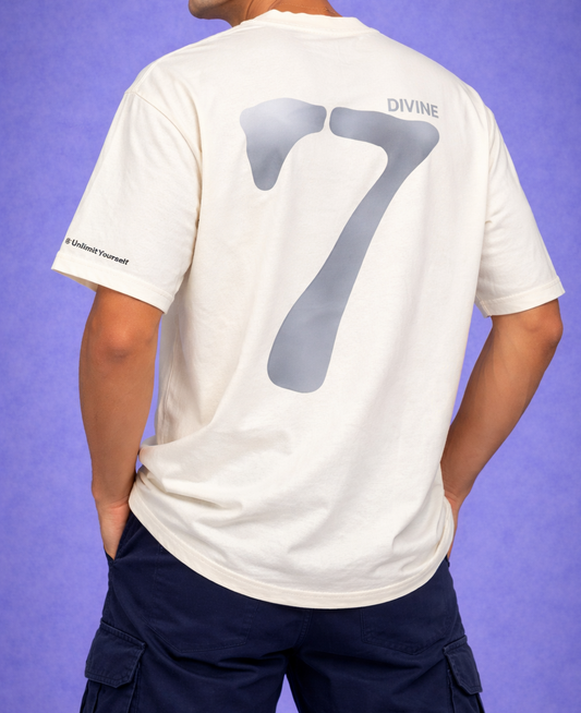 Men’s Minimal Printed T-Shirt – Off White “Divine 07” Casual Streetwear Tee