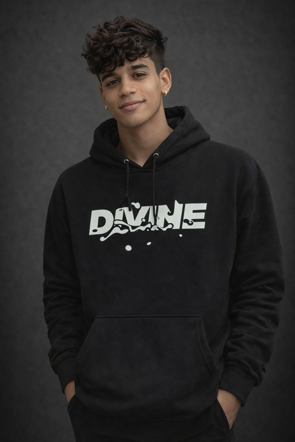 Men’s Black “DIVINE” Front Graphic Hoodie