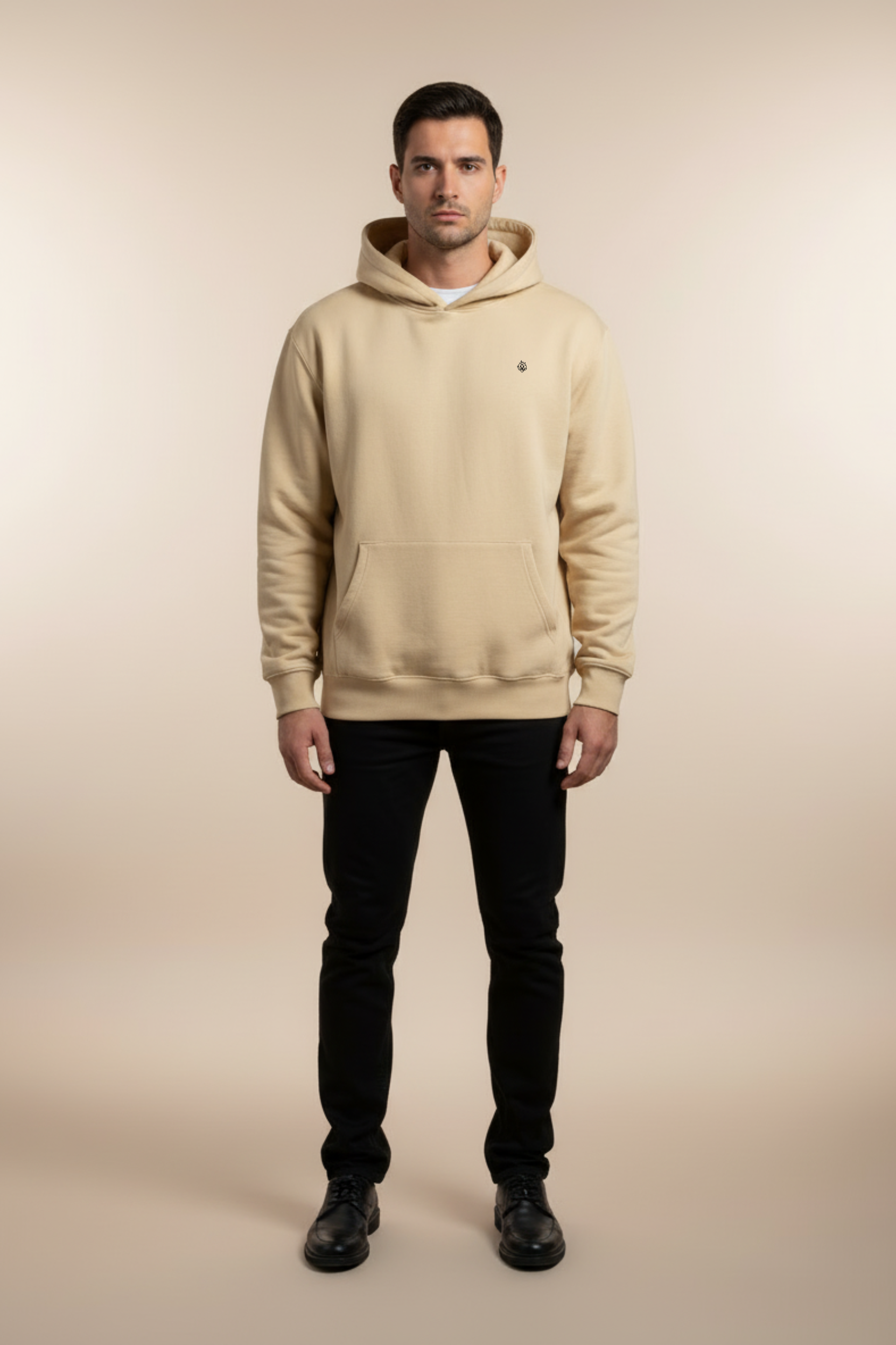 Men’s Beige “Social Introvert” Graphic Back Hoodie