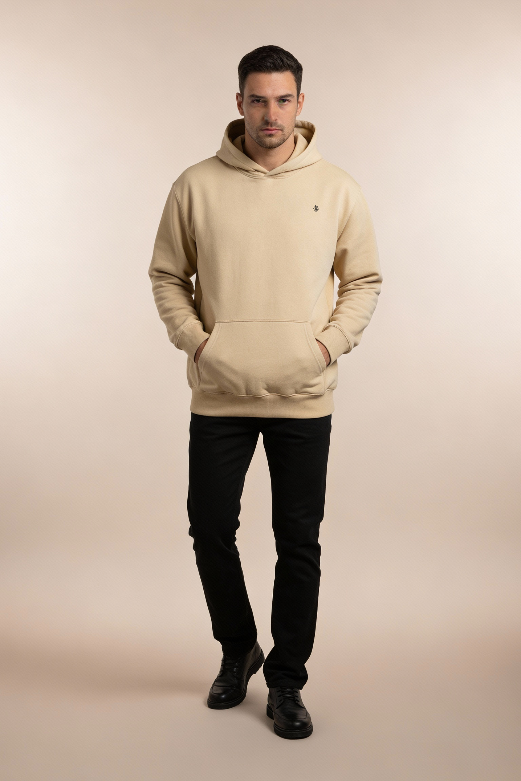 Men’s Beige “Social Introvert” Graphic Back Hoodie