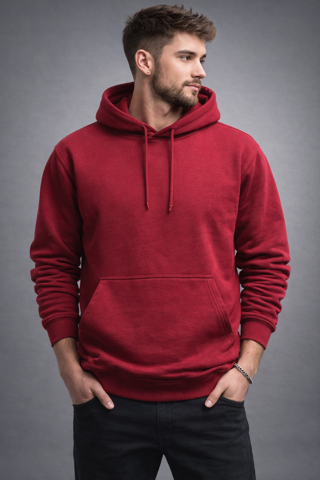 Men’s Maroon “Divine Renaissance” Angel Graphic Hoodie
