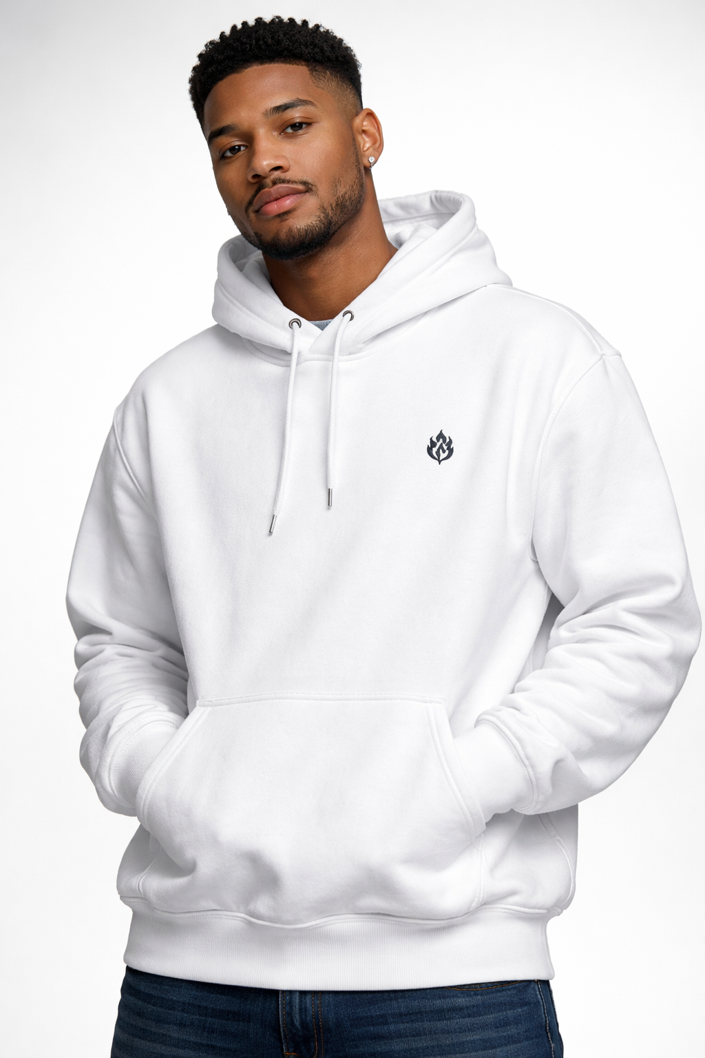 Men’s White Winged Angel Silhouette Back Hoodie