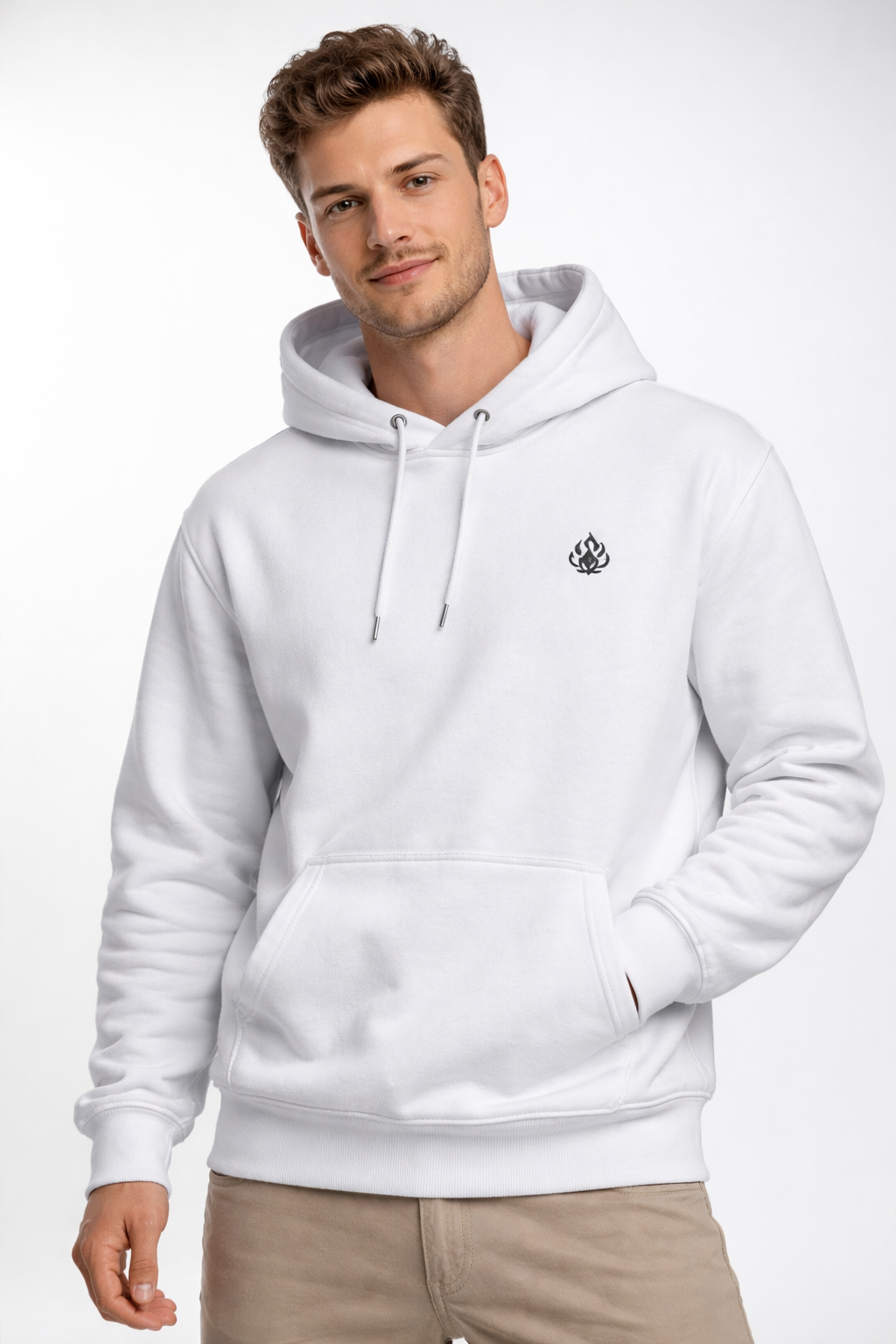 Men’s White Winged Angel Silhouette Back Hoodie