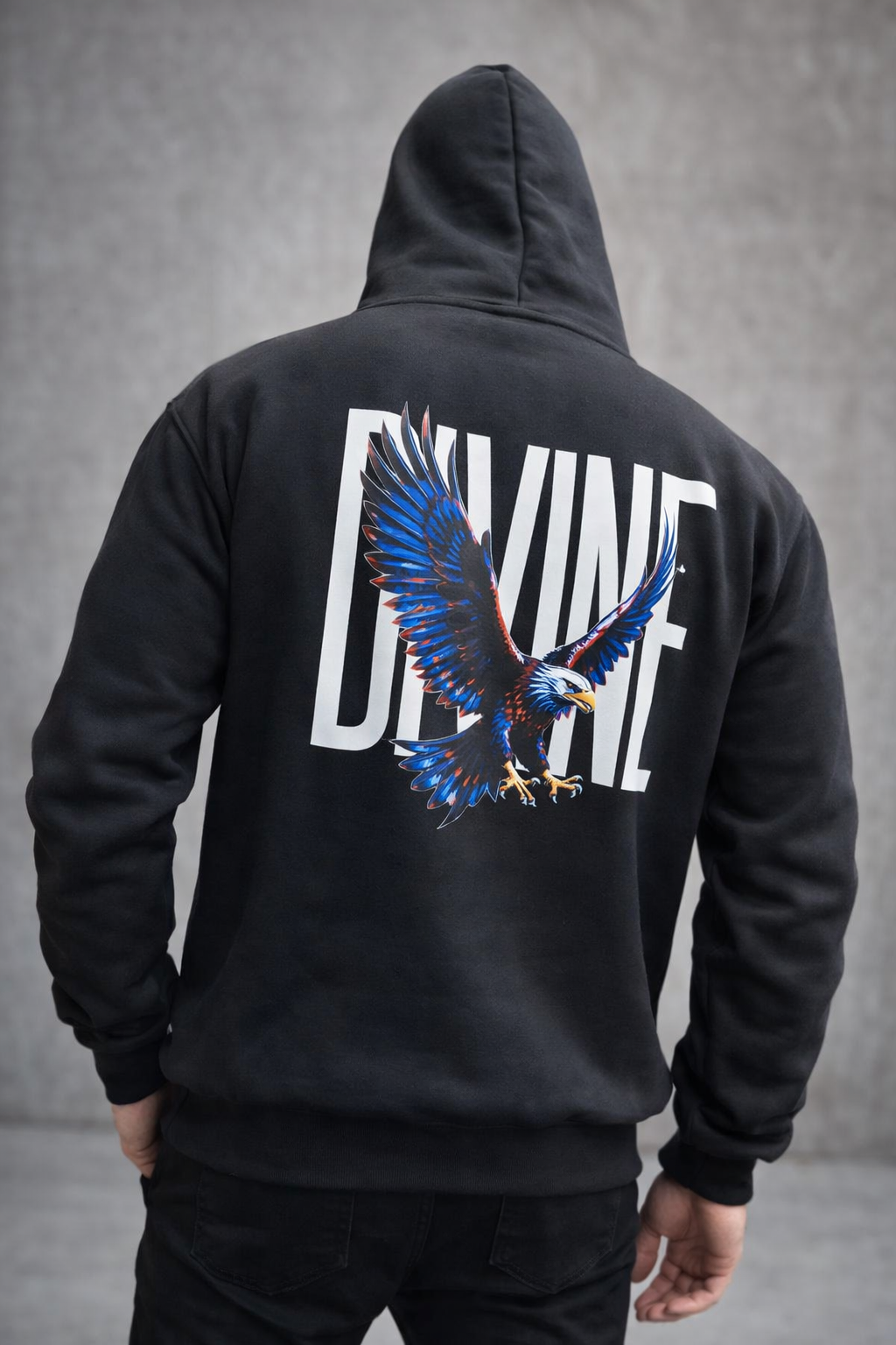 Divine Eagle Back Print Oversized Hoodie