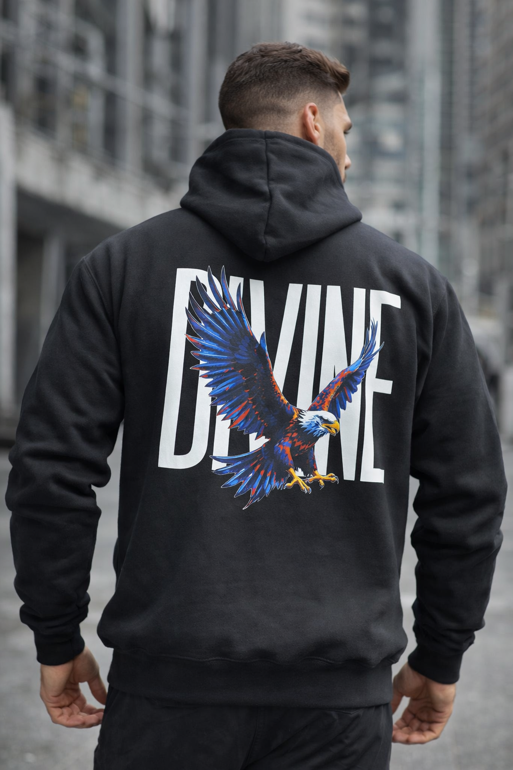 Divine Eagle Back Print Oversized Hoodie