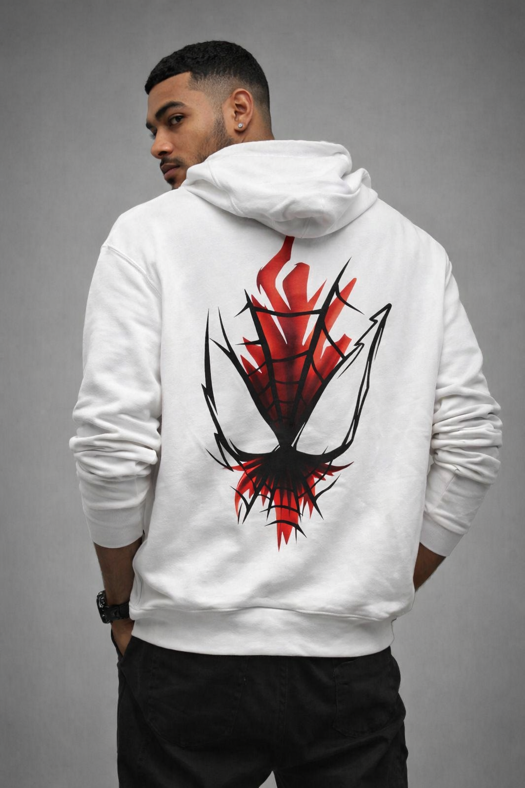 venom flame abstract back print hoodie