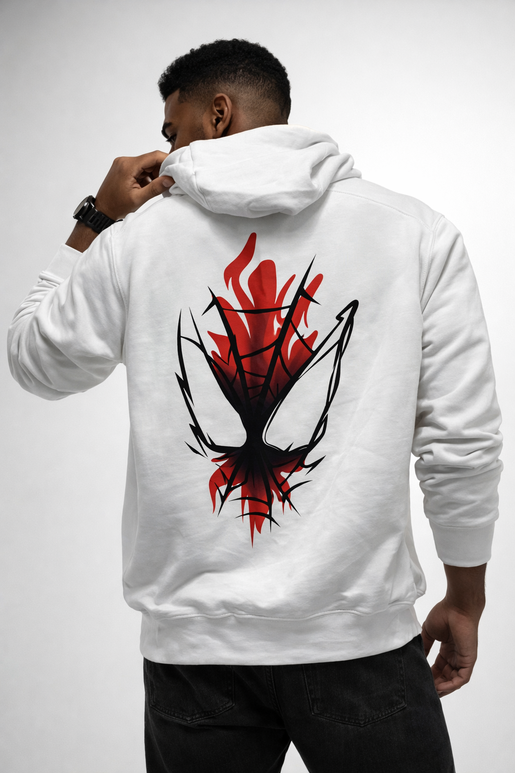 venom flame abstract back print hoodie