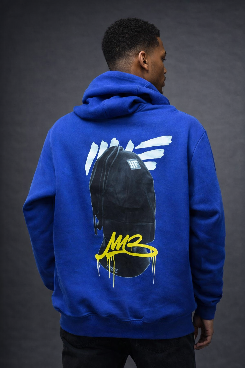urban wings backpack graphic hoodie – royal blue