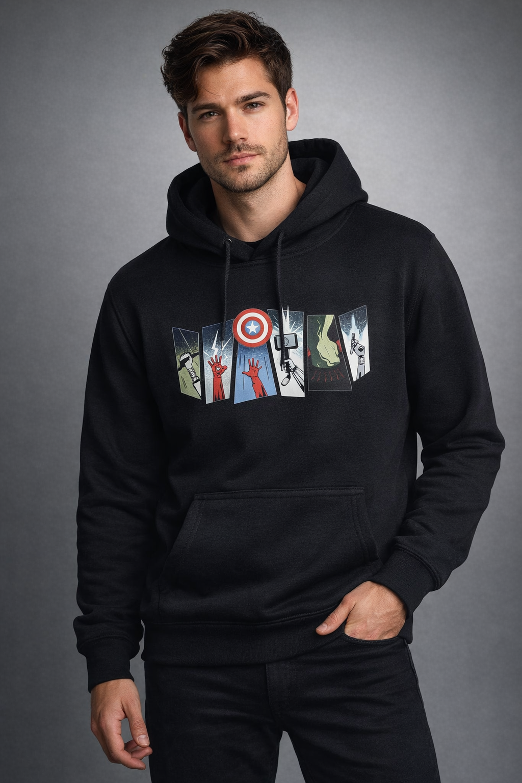 Men’s Black Avengers Heroes Graphic Hoodie