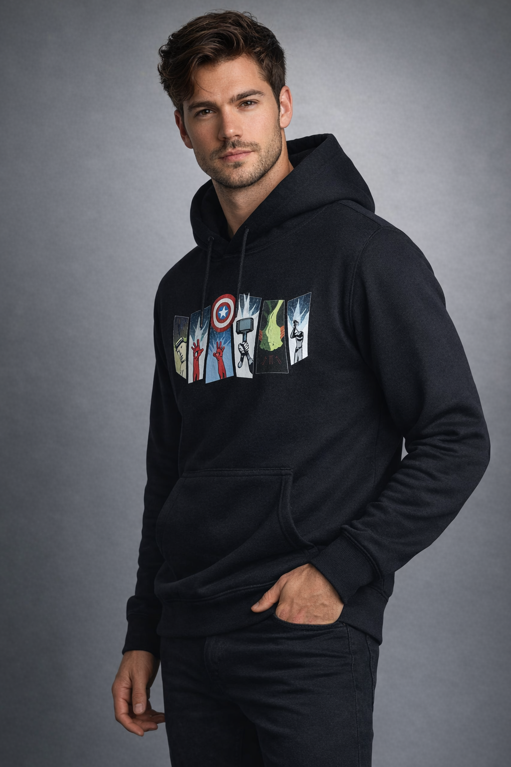 Men’s Black Avengers Heroes Graphic Hoodie