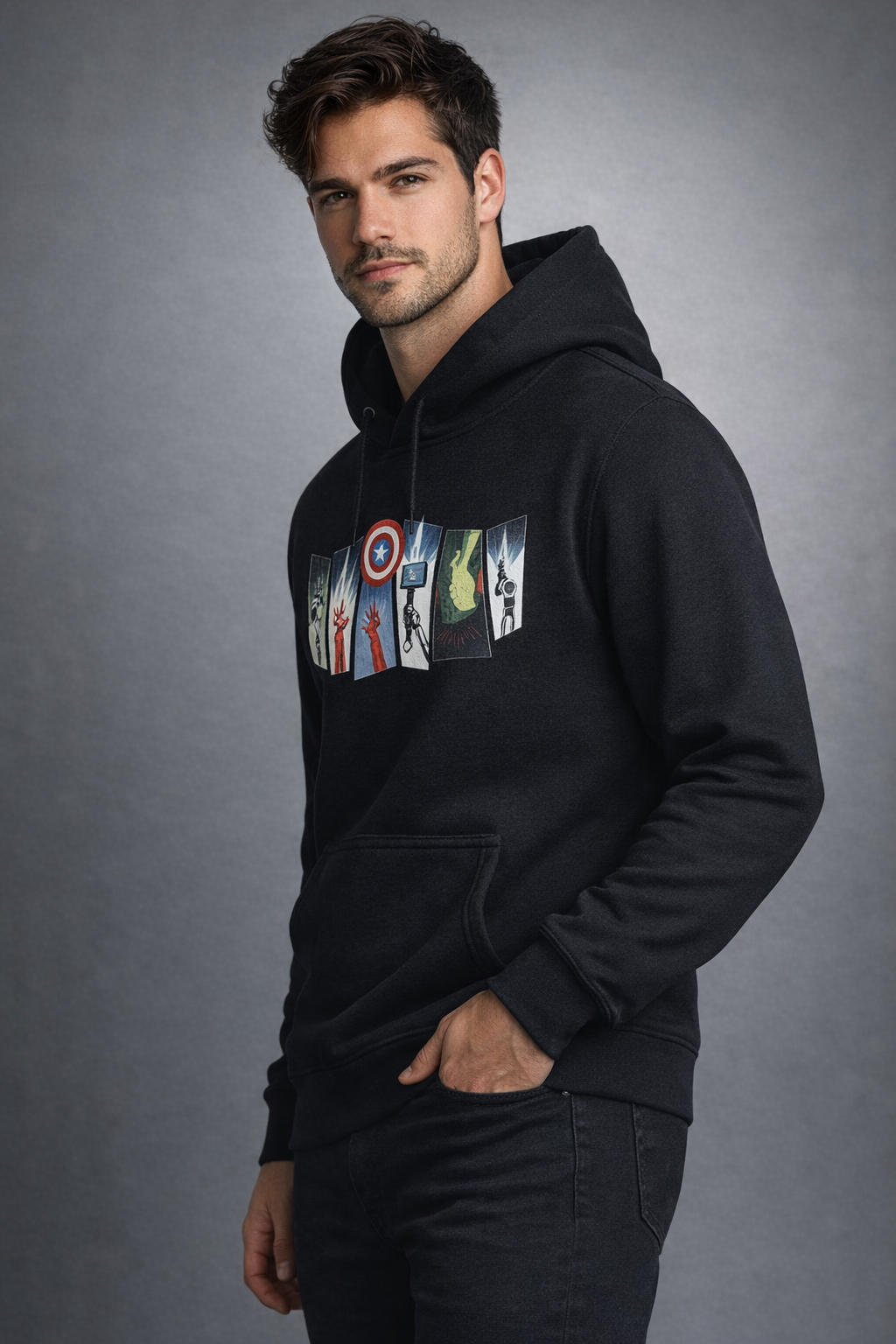 Men’s Black Avengers Heroes Graphic Hoodie