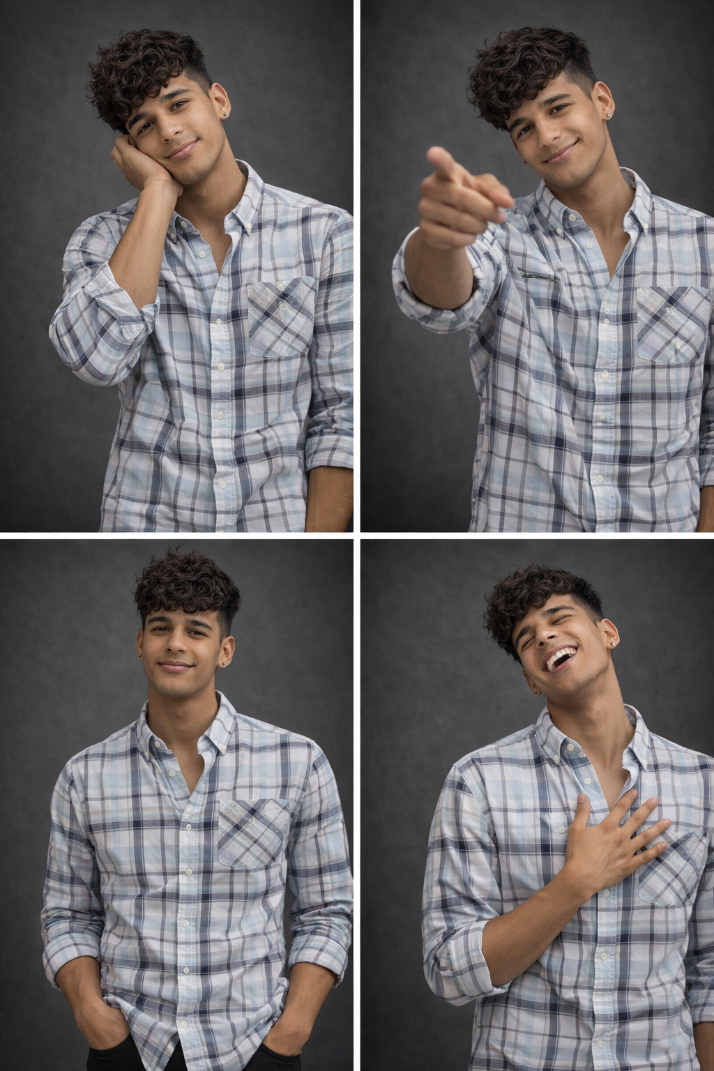 Men’s Light Blue & White Checkered Casual Shirt – Long Sleeve Button-Down Cotton Blend