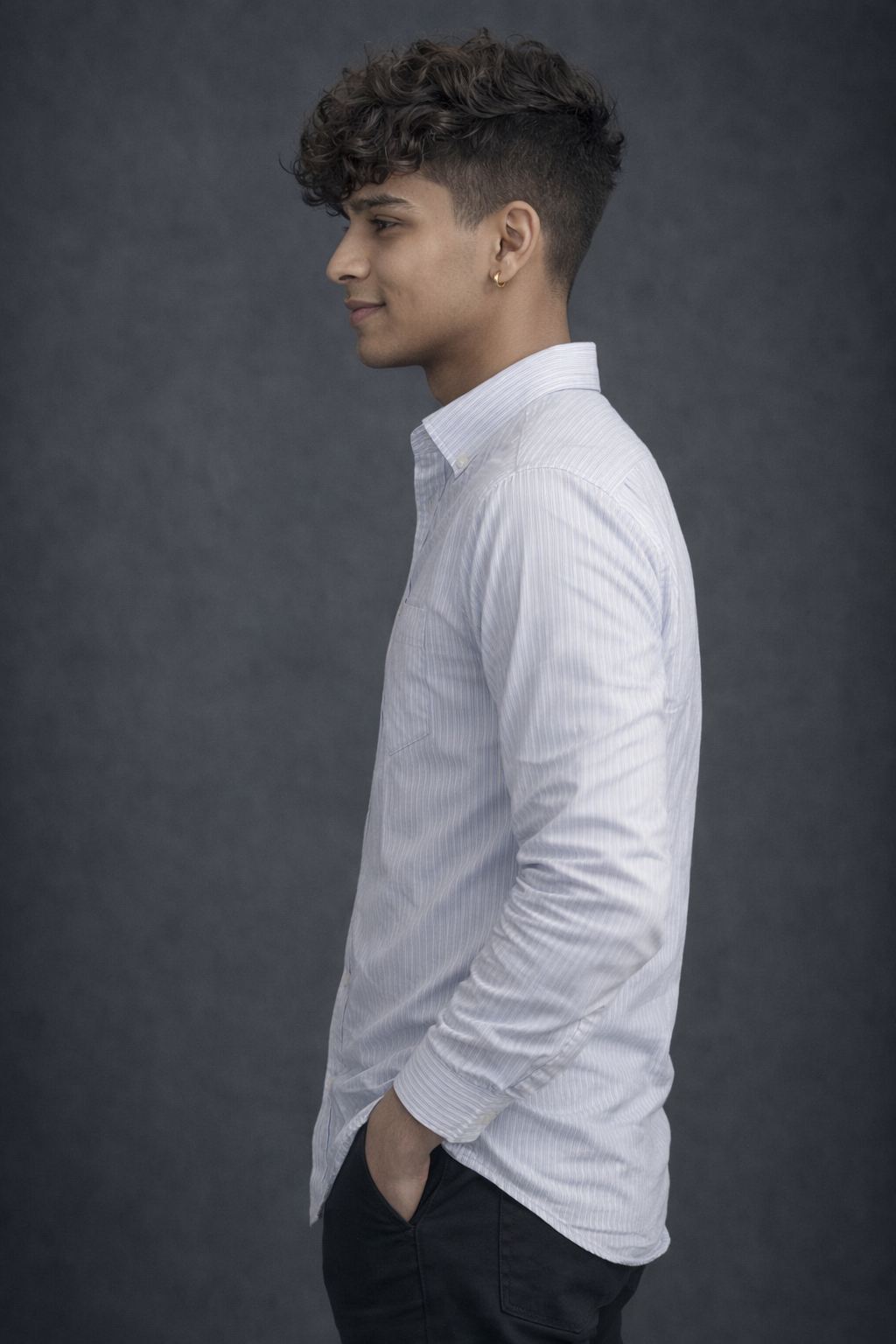 Men’s Light Blue Striped Casual Shirt – Long Sleeve Button-Down Cotton