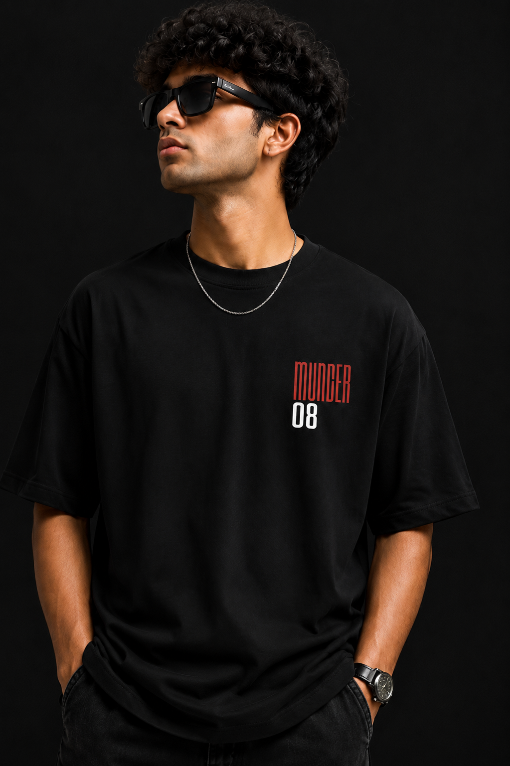 munger 08 oversized graphic t-shirt – premium cotton streetwear | black