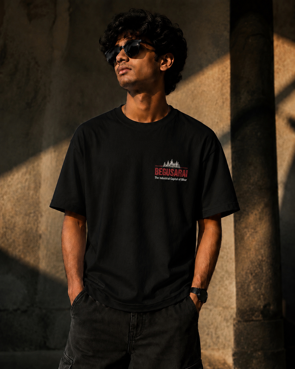 begusarai oversized t-shirt | the industrial capital of bihar | premium cotton streetwear | black