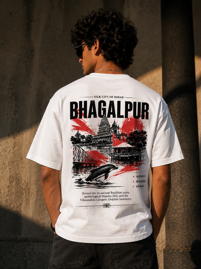 Bhagalpur Oversized T-Shirt | Silk City of Bihar | White