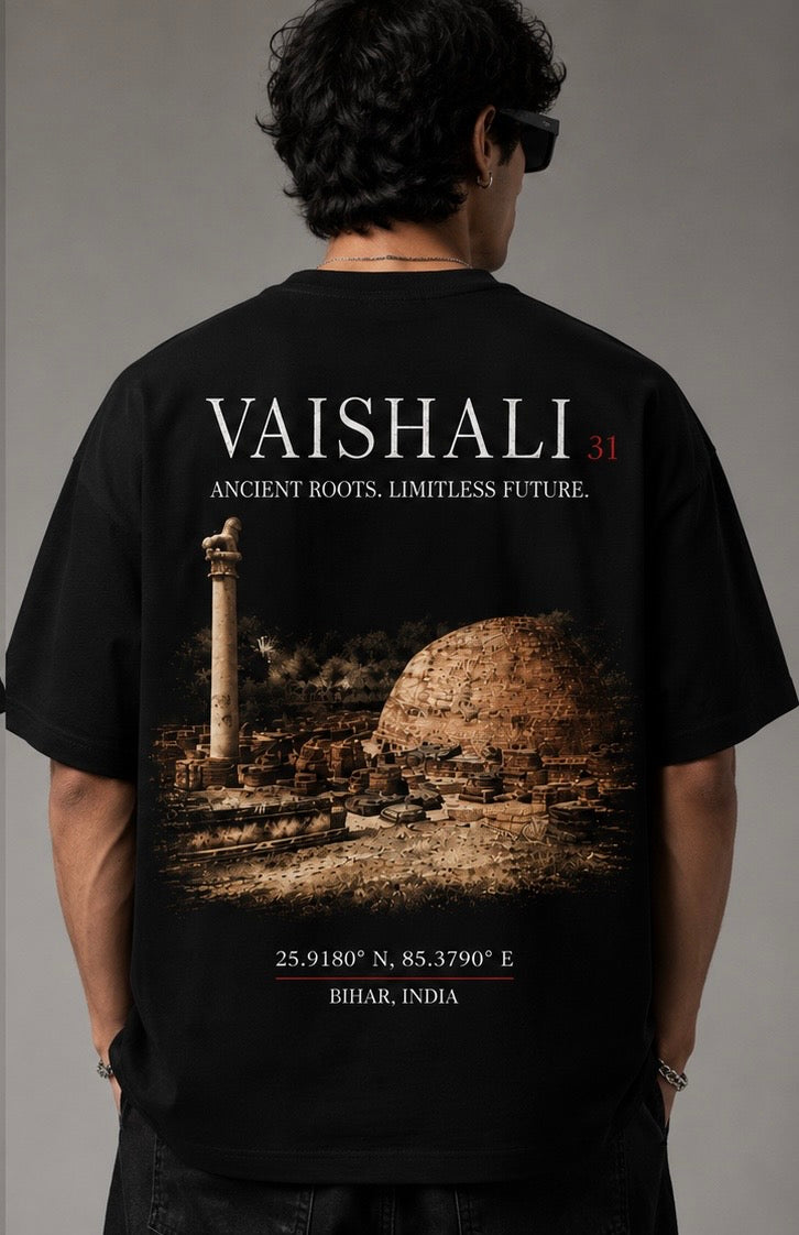 vaishali 31 oversized t-shirt | ancient roots streetwear | black unisex
