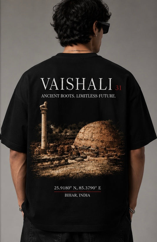 Vaishali 31 Oversized T-Shirt | Ancient Roots Streetwear | Black Unisex