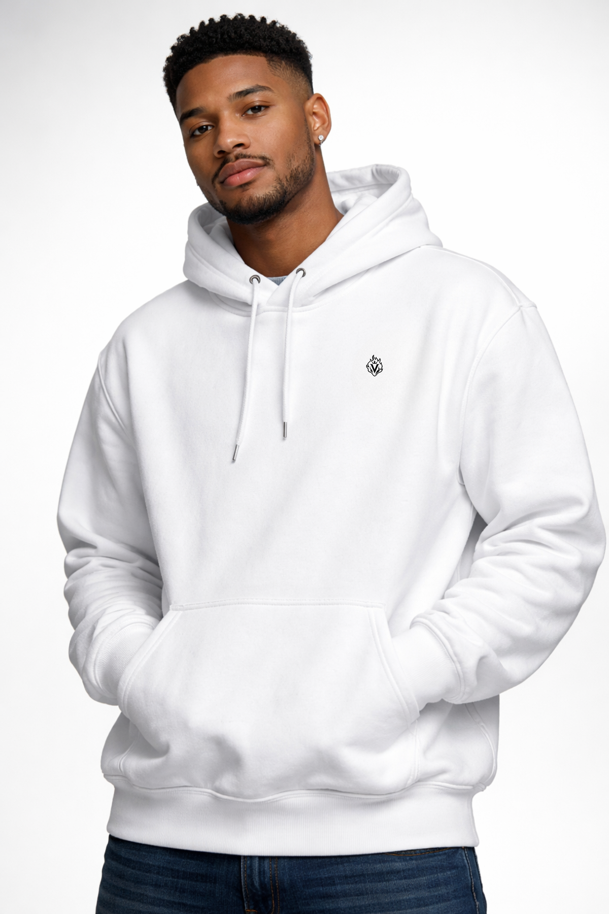Men’s White Winged Angel Silhouette Back Hoodie