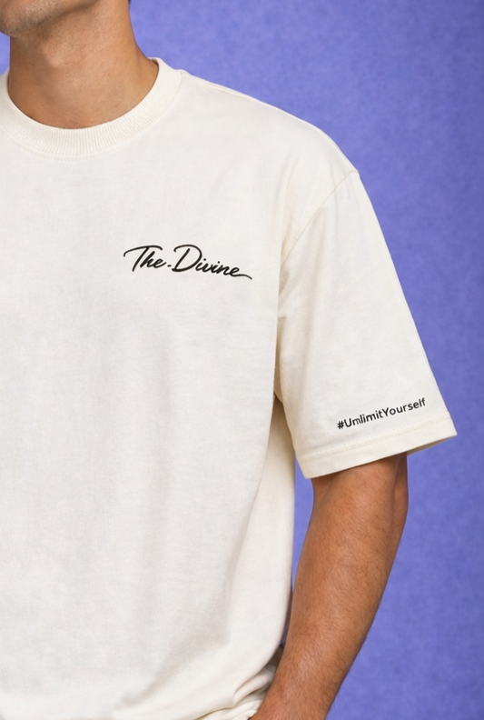 Men’s Minimal Printed T-Shirt – Off White “Divine 07” Casual Streetwear Tee