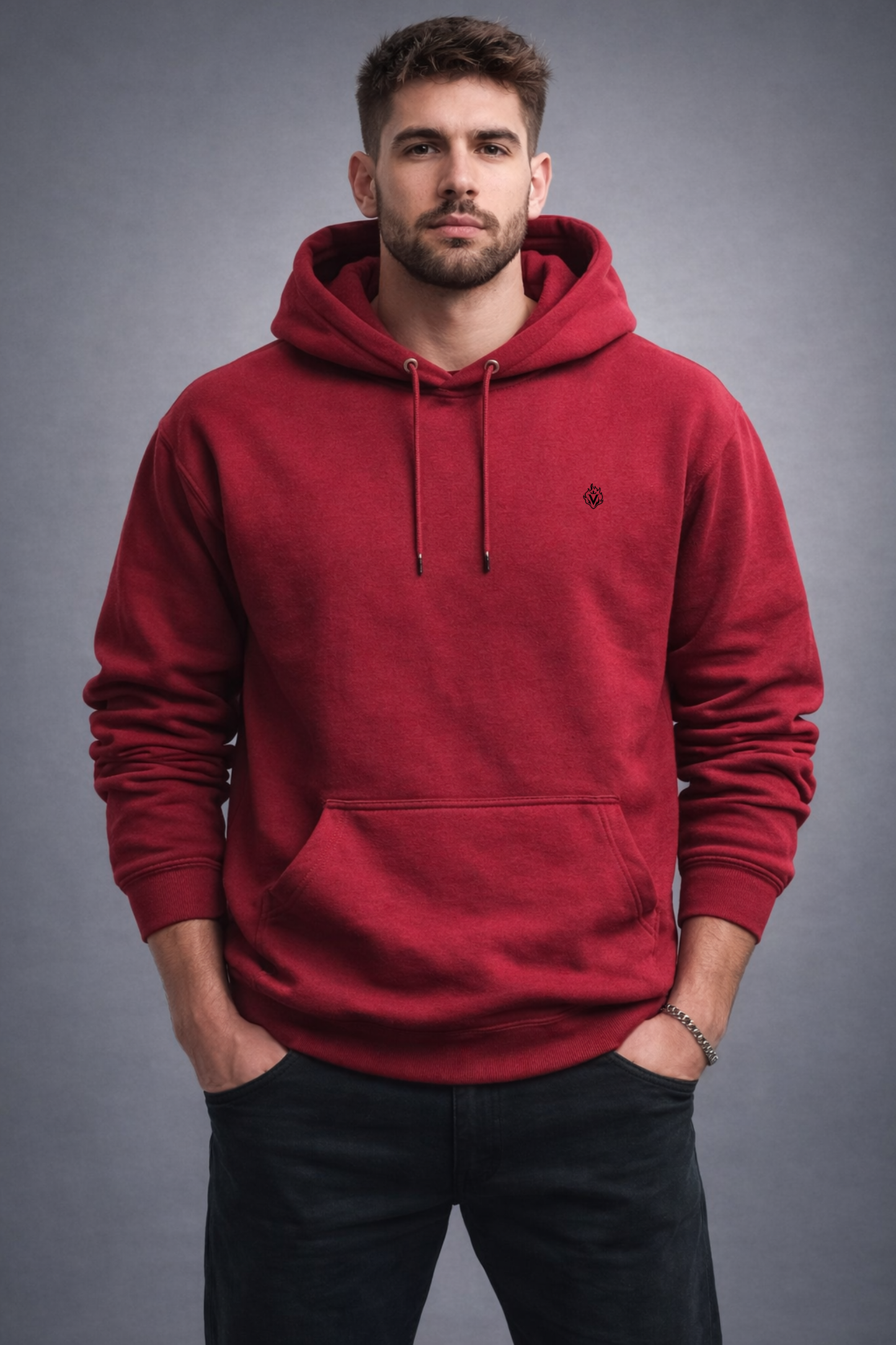 men’s maroon “divine renaissance” angel graphic hoodie