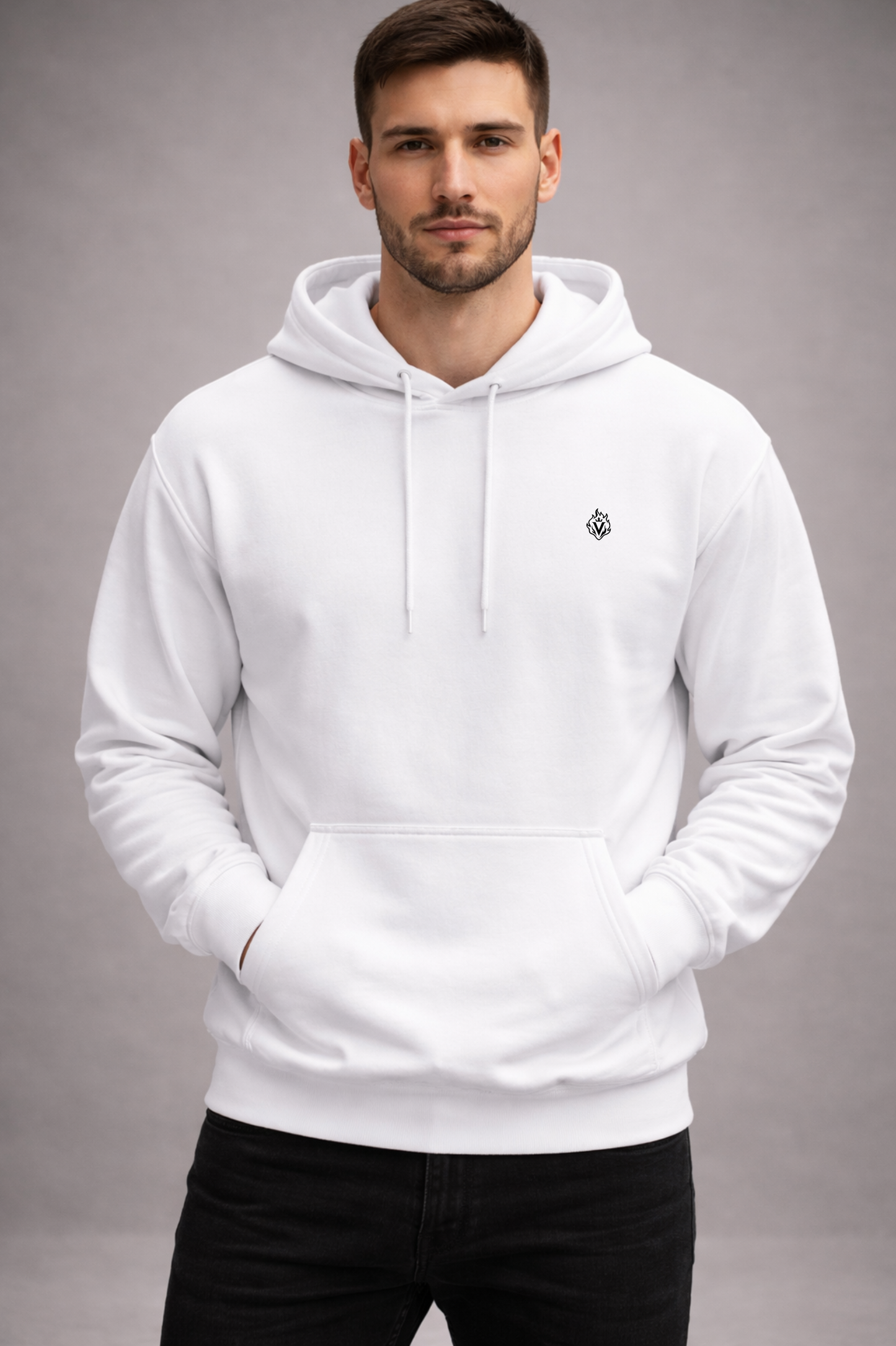 men’s white guardian angel silhouette graphic hoodie