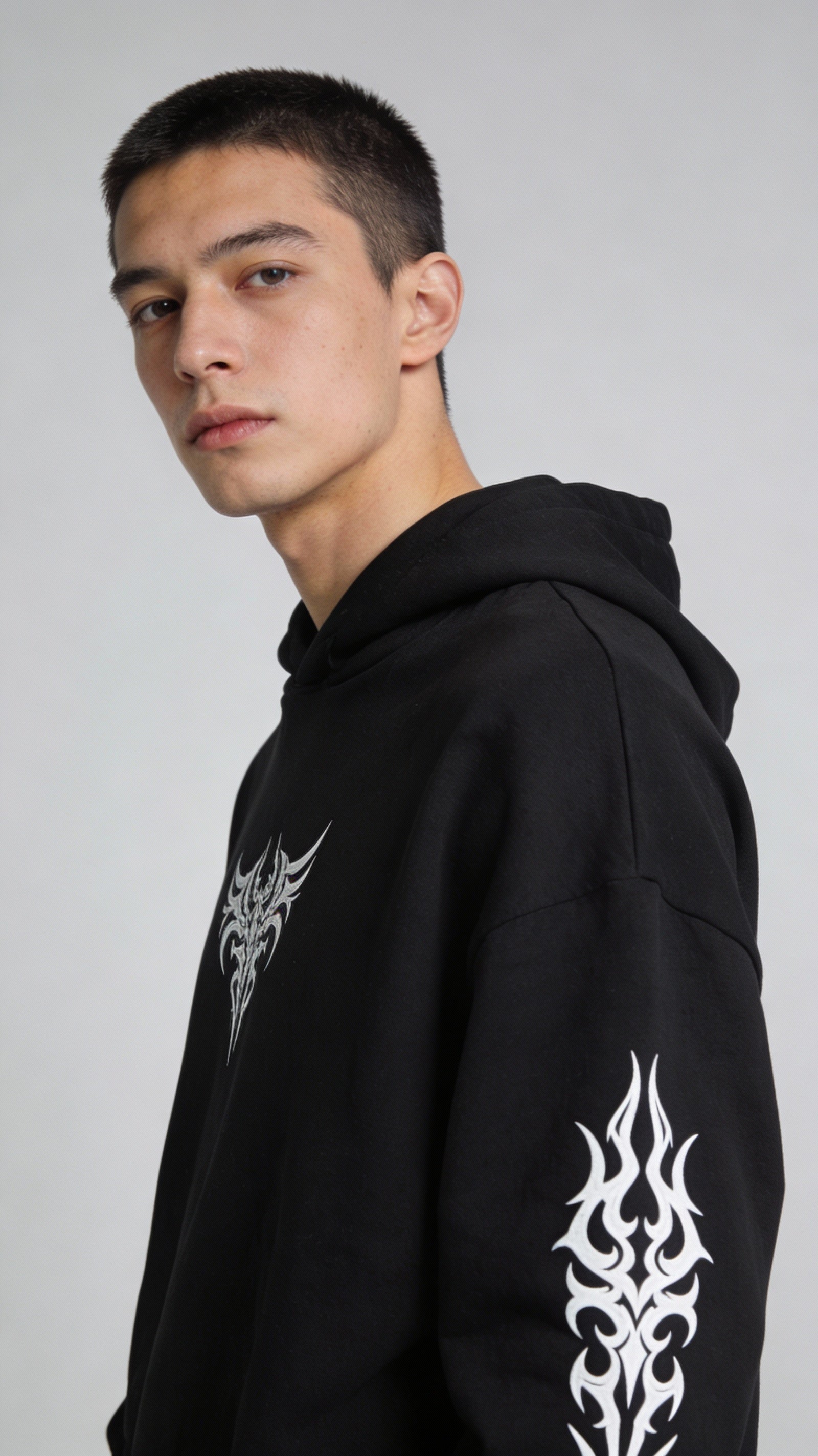 Men’s Black Tribal Flame Graphic Hoodie