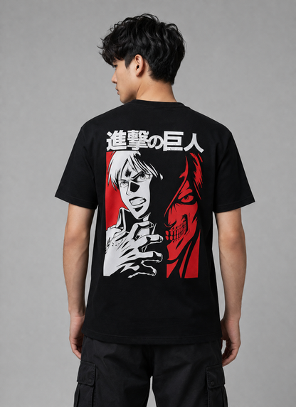 Titan Awakening Oversized T-Shirt | Black Anime Graphic Tee