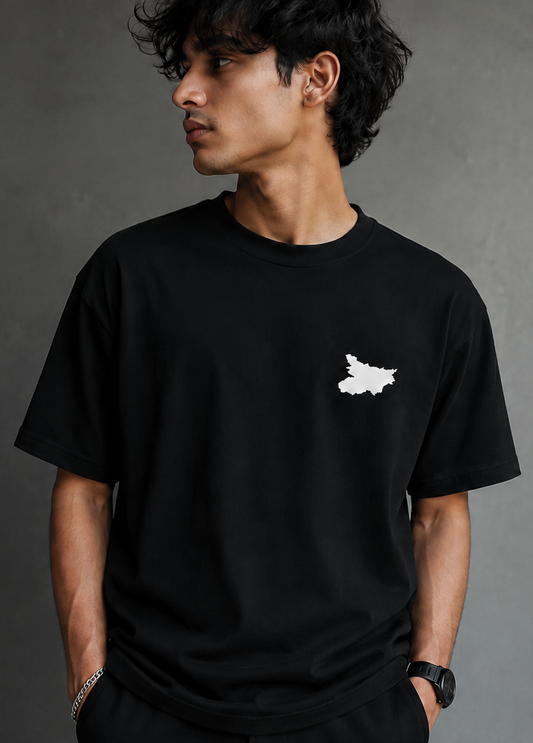 Katihar 39 Oversized Back Print T-Shirt | Unisex Streetwear | Premium Cotton | Black