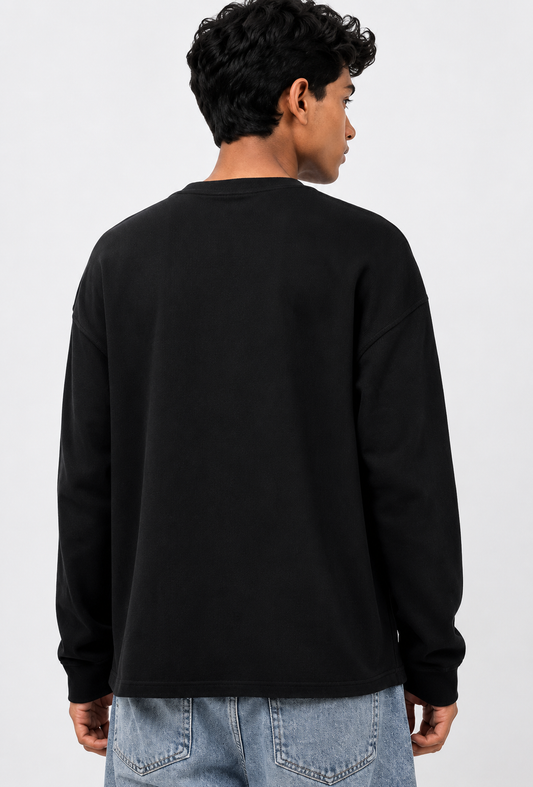 The Divine Waffle Oversized Full Sleeve T-Shirt – Black