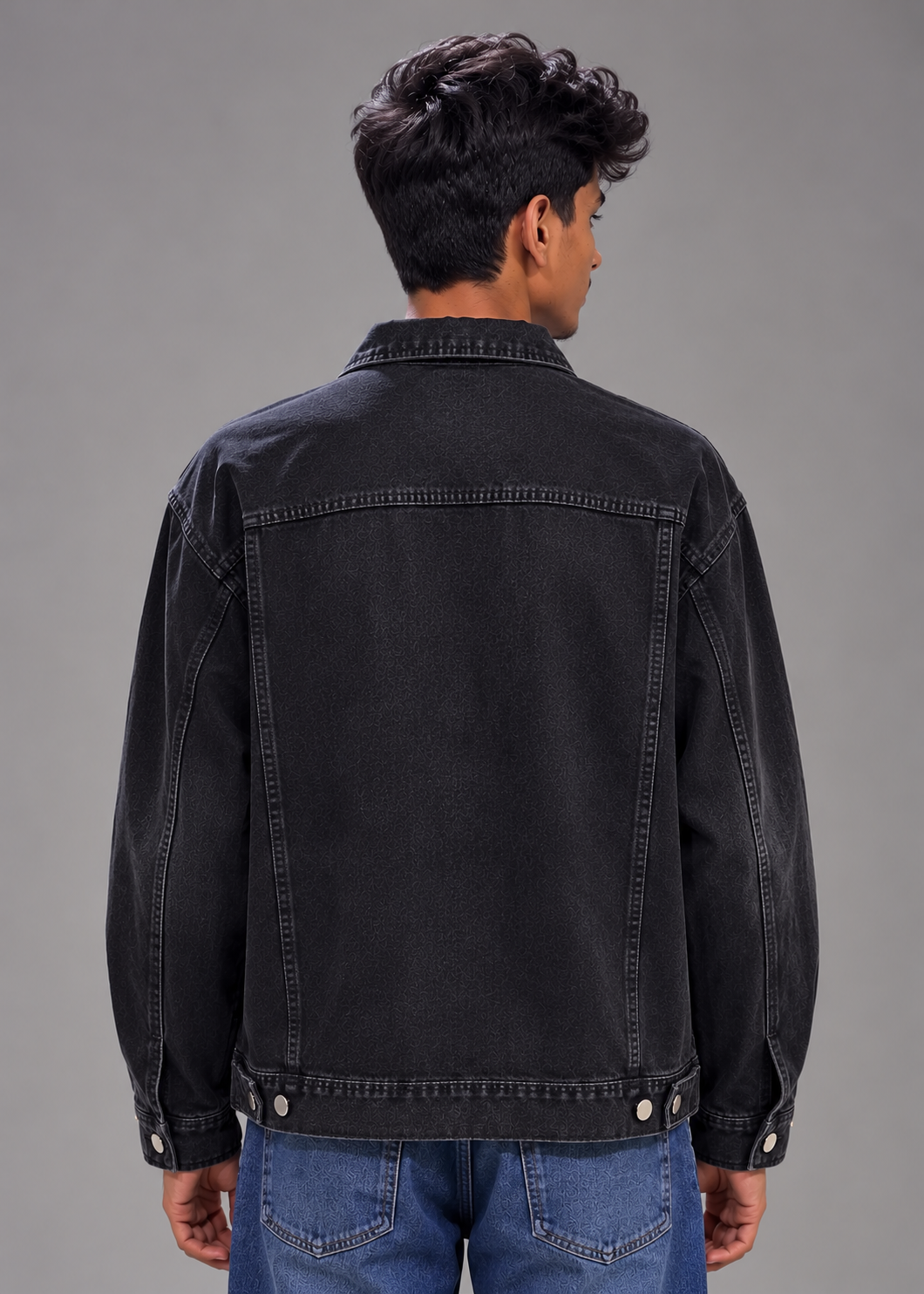 mens's black vintage  washed denim jacket | the divine