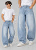 Men’s Light Blue Stone-Washed Faded Barrel-Fit Jeans | THE DIVINE
