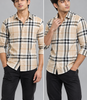 Men’s Beige & Black Check Cotton Shirt | THE DIVINE