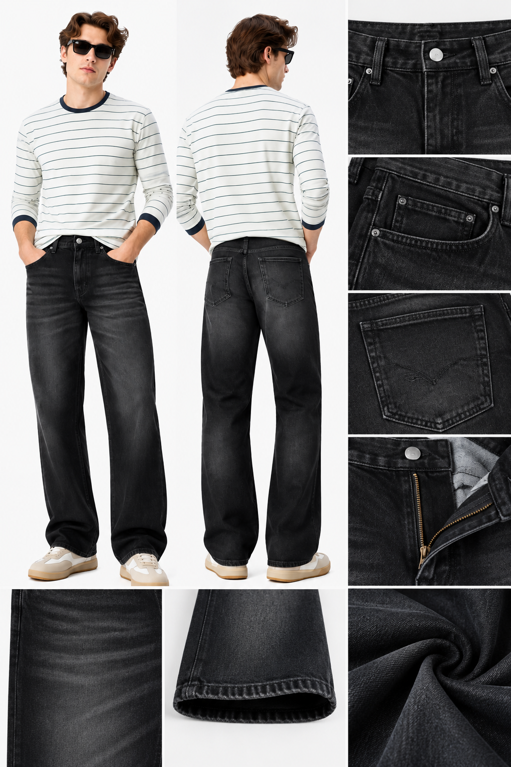 men's charcoal black baggy fit jeans|the divine