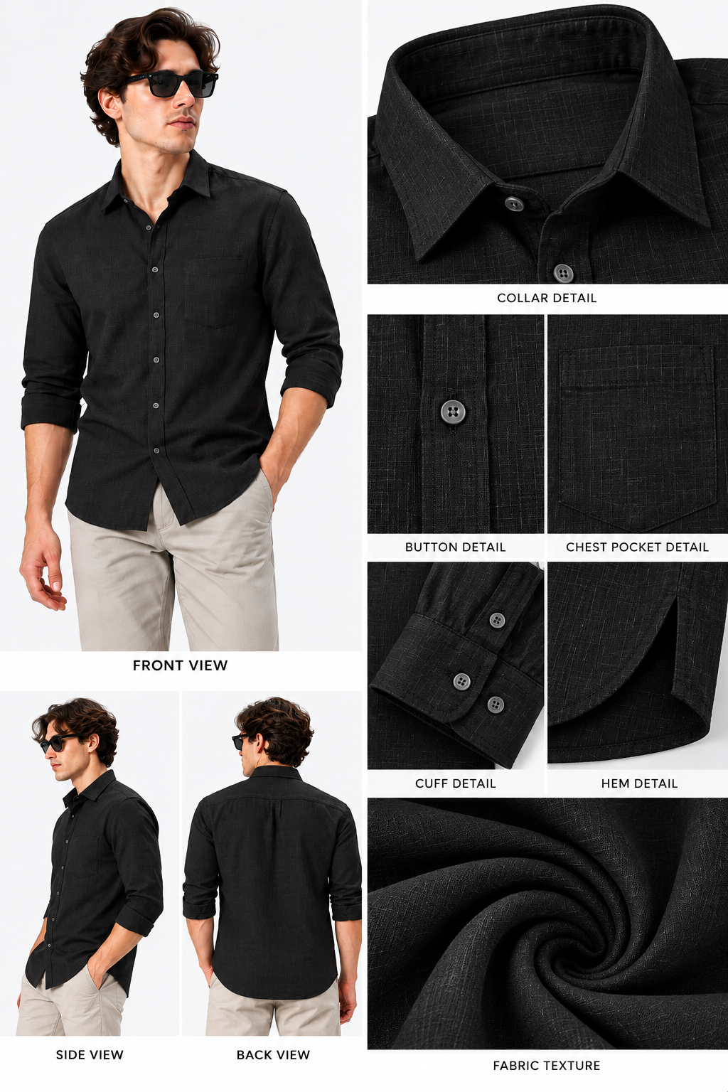 men's black  linen shirt regular fit|the divine