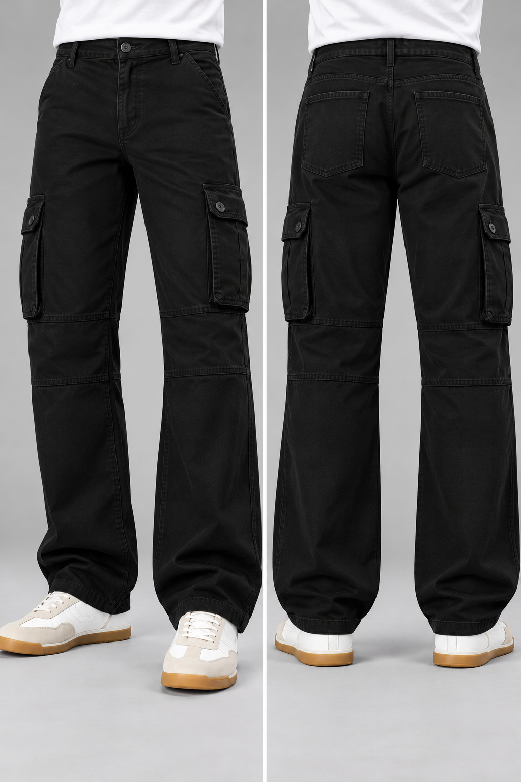 men's black 6 pocket straight cargo pants|the divine