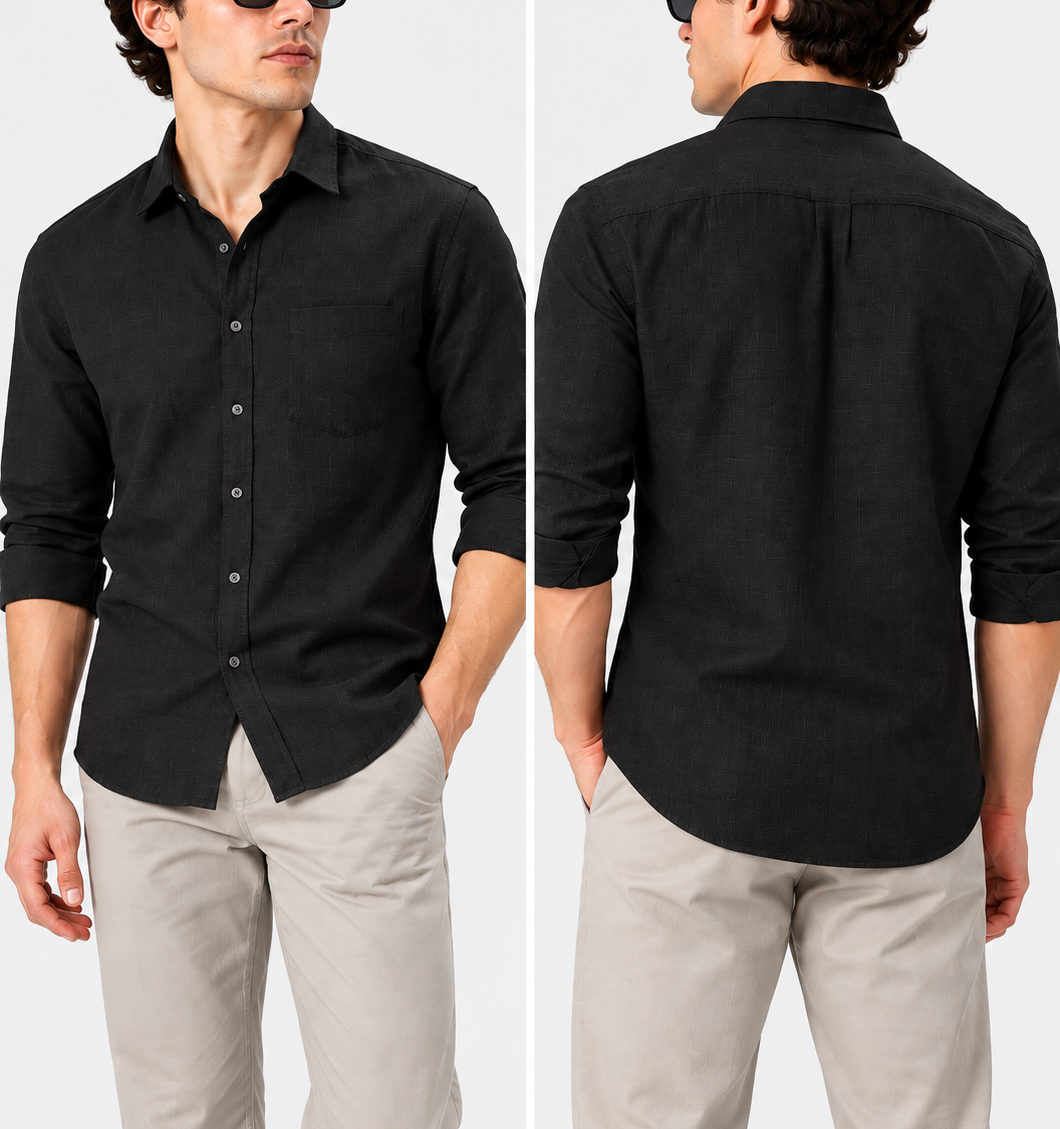 men's black  linen shirt regular fit|the divine