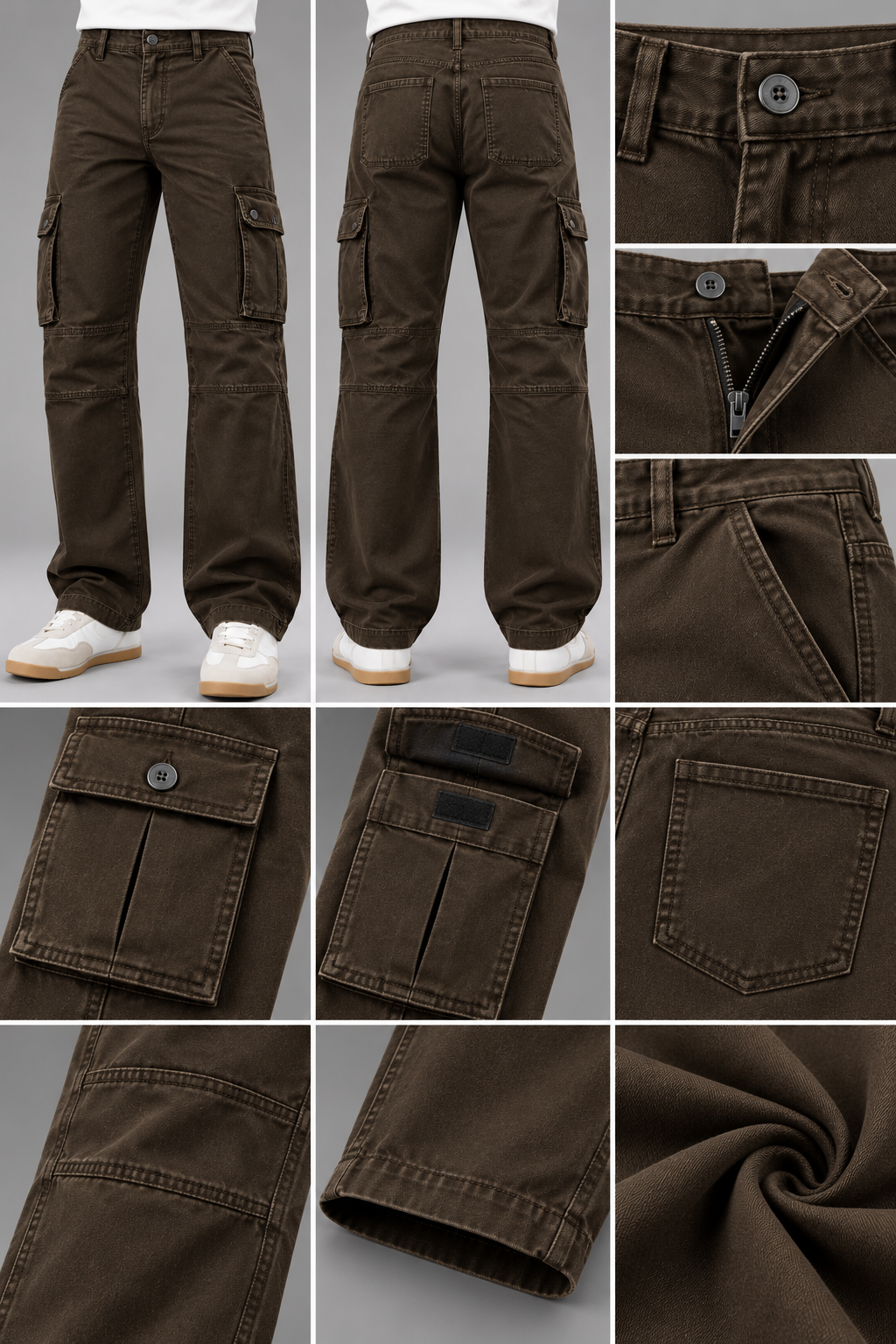 men's brown 6 pocket straight cargo pants|the divine