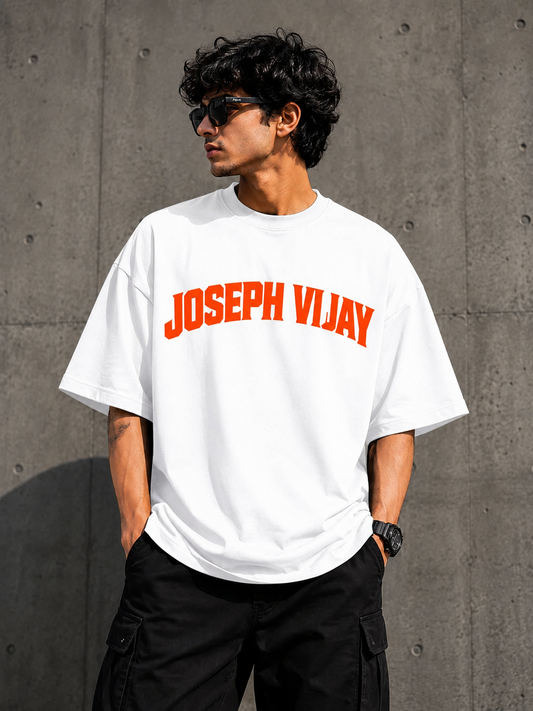 Joseph Vijay Oversized T-Shirt | Fan Graphic Back Print Tee