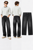 Men's Charcoal Black Baggy Fit Jeans|THE DIVINE