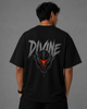 Divine Oversized Graphic T-Shirt – Spider Web Back Print | Premium Cotton | Unisex | Black