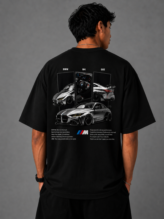 BMW M4 G82 Oversized T-Shirt | Black Performance Car Graphic Tee