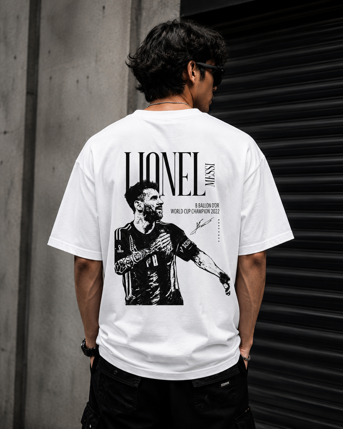 the divine goat football graphic oversized t-shirt | white premium cotton streetwear tee