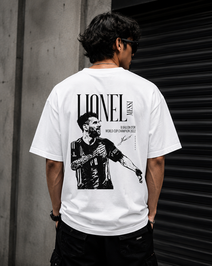 The Divine GOAT Football Graphic Oversized T-Shirt | White Premium Cotton Streetwear Tee
