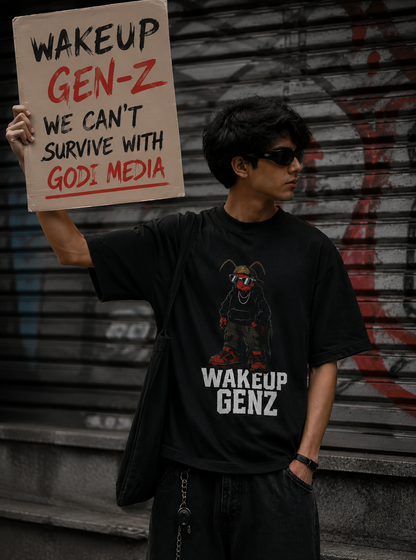 WAKEUP GEN-Z Oversized Black T-Shirt | Streetwear Graphic Tee
