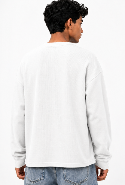 The Divine Waffle Oversized Full Sleeve T-Shirt – White