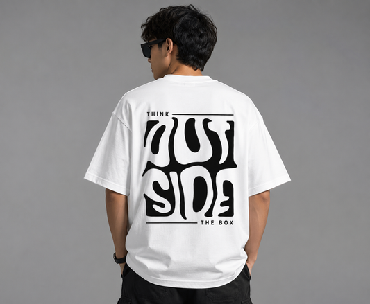 Think Outside The Box Oversized T-Shirt | Premium Black Graphic Tee | The Divine